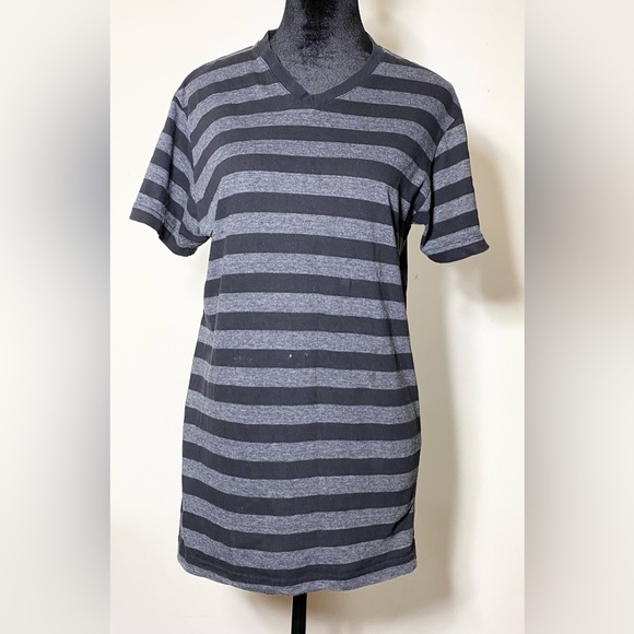 Cotton Regular Fit Striped Round Neck T-shirt Purple and Black 2 Pc - Picture 2 of 8